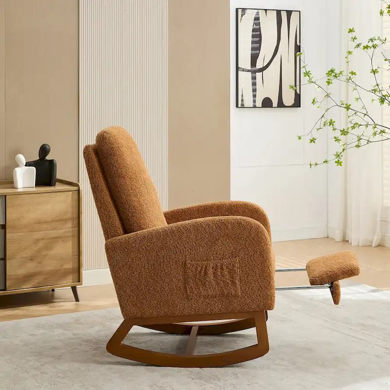 Fauteuil à bascule d'appoint pour salon avec repose-pieds rétractable