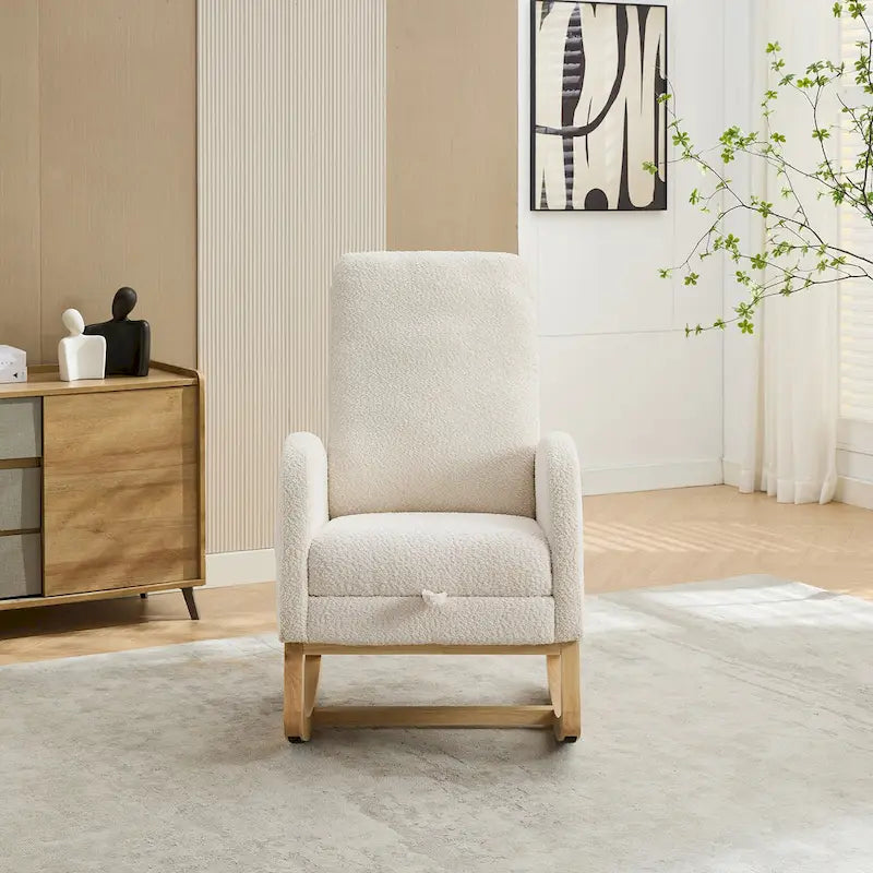 Fauteuil à bascule d'appoint pour salon avec repose-pieds rétractable