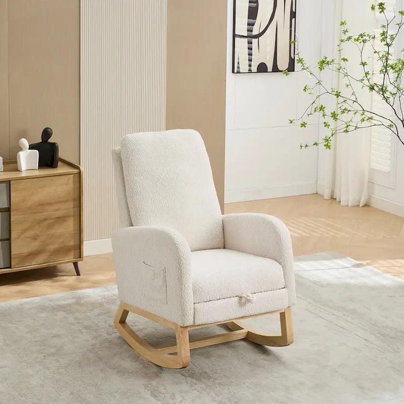 Fauteuil à bascule d'appoint pour salon avec repose-pieds rétractable