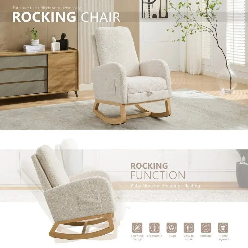 Fauteuil à bascule d'appoint pour salon avec repose-pieds rétractable