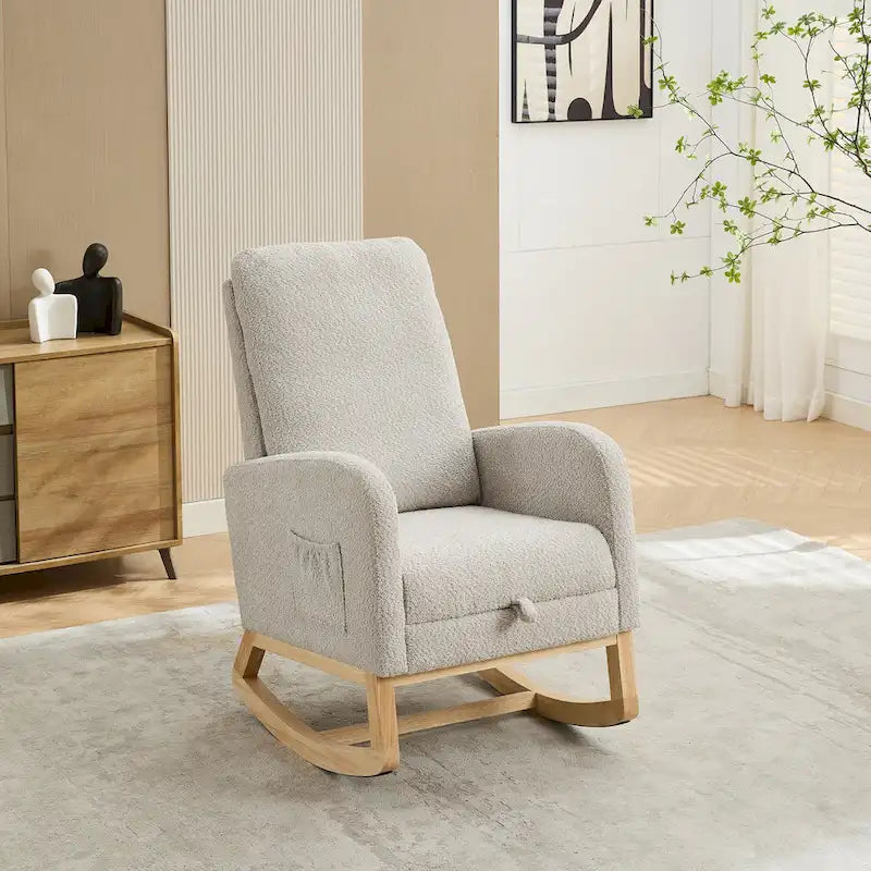 Fauteuil à bascule d'appoint pour salon avec repose-pieds rétractable