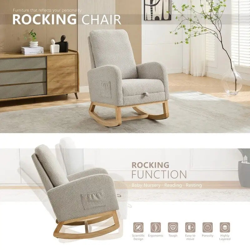Fauteuil à bascule d'appoint pour salon avec repose-pieds rétractable