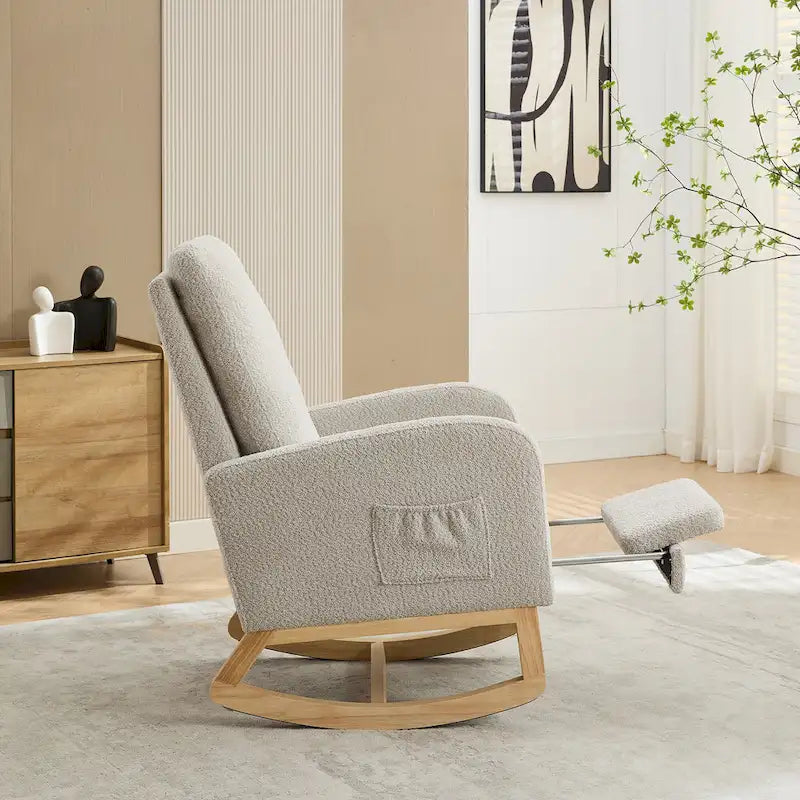 Fauteuil à bascule d'appoint pour salon avec repose-pieds rétractable