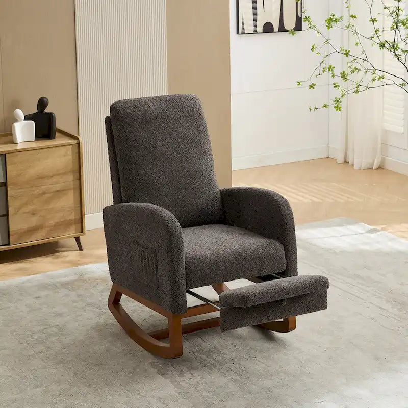 Fauteuil à bascule d'appoint pour salon avec repose-pieds rétractable