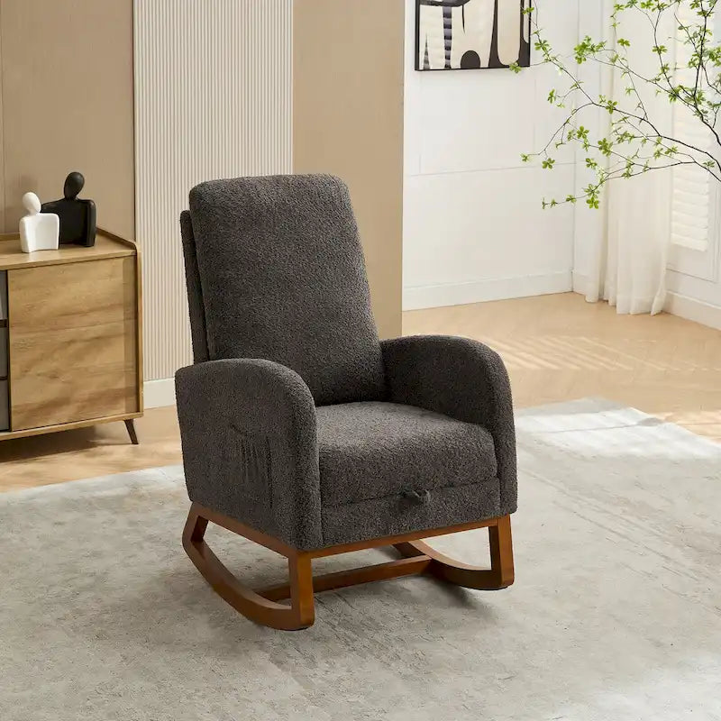 Fauteuil à bascule d'appoint pour salon avec repose-pieds rétractable