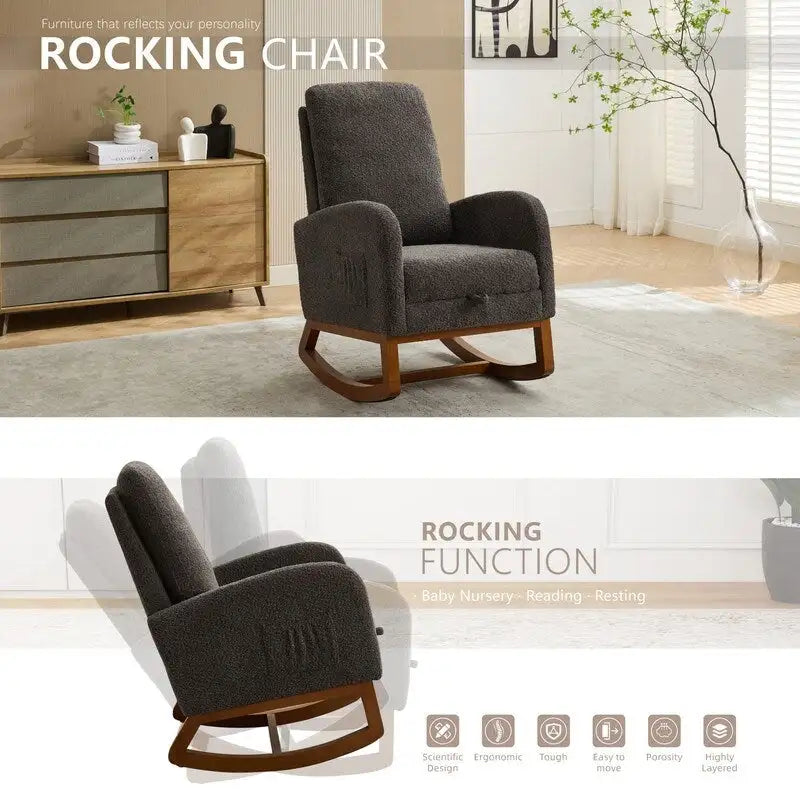 Fauteuil à bascule d'appoint pour salon avec repose-pieds rétractable