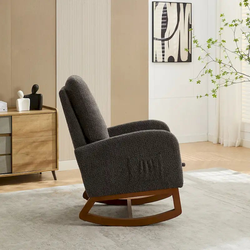 Fauteuil à bascule d'appoint pour salon avec repose-pieds rétractable