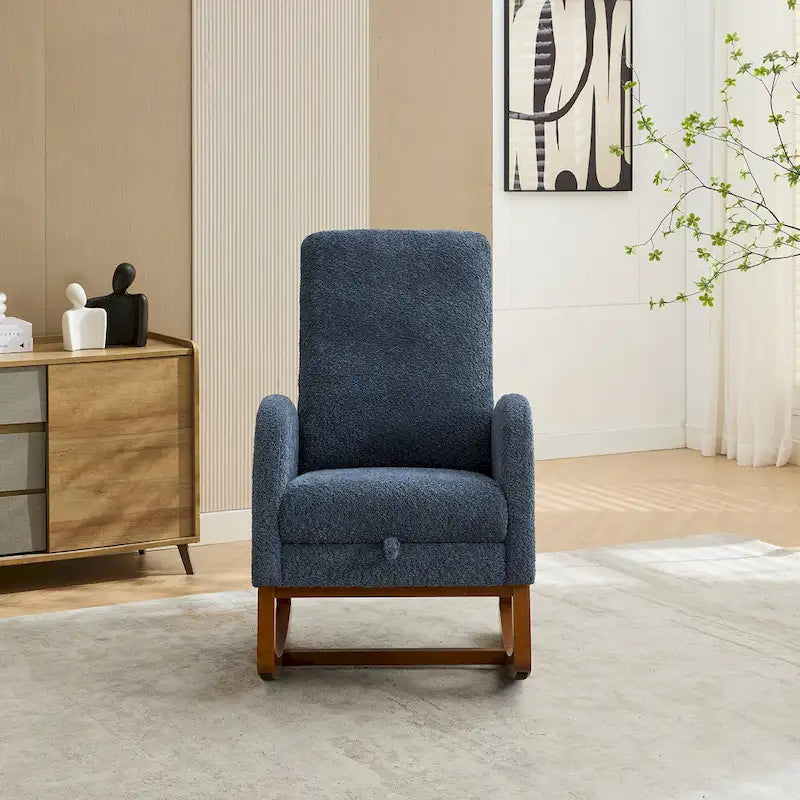 Fauteuil à bascule d'appoint pour salon avec repose-pieds rétractable