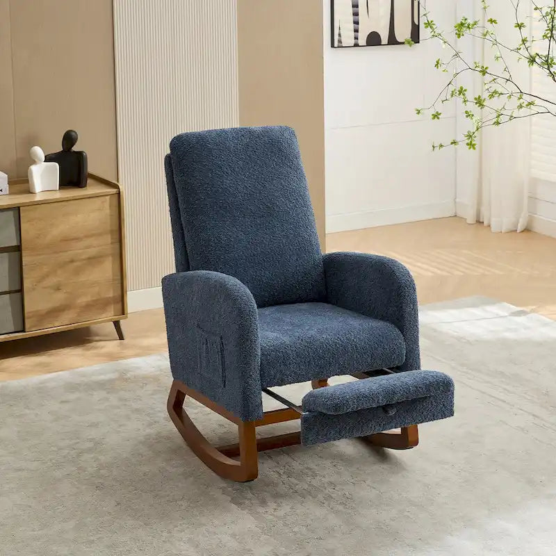 Fauteuil à bascule d'appoint pour salon avec repose-pieds rétractable
