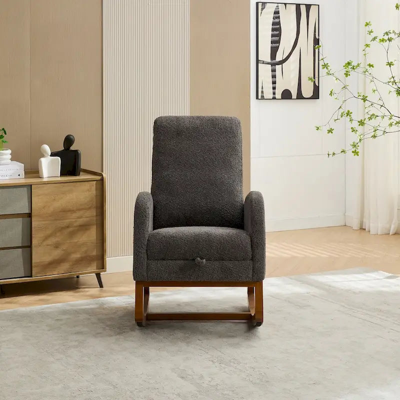 Fauteuil à bascule d'appoint pour salon avec repose-pieds rétractable