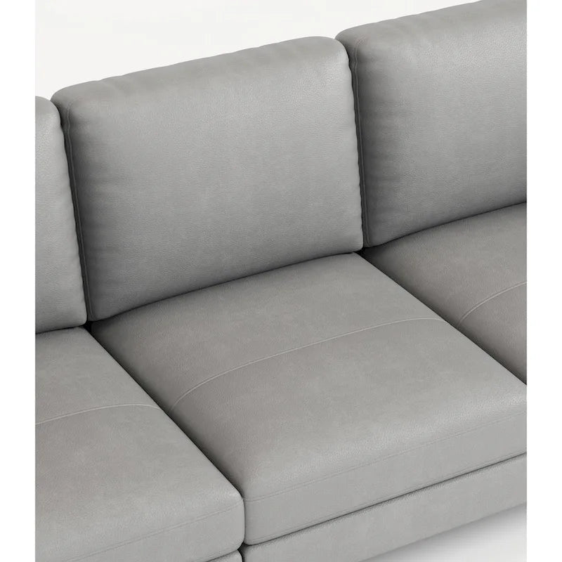 Canapé 3 places en cuir véritable 77 avec chargeur USB, coussins haute résilience et pieds en métal noir