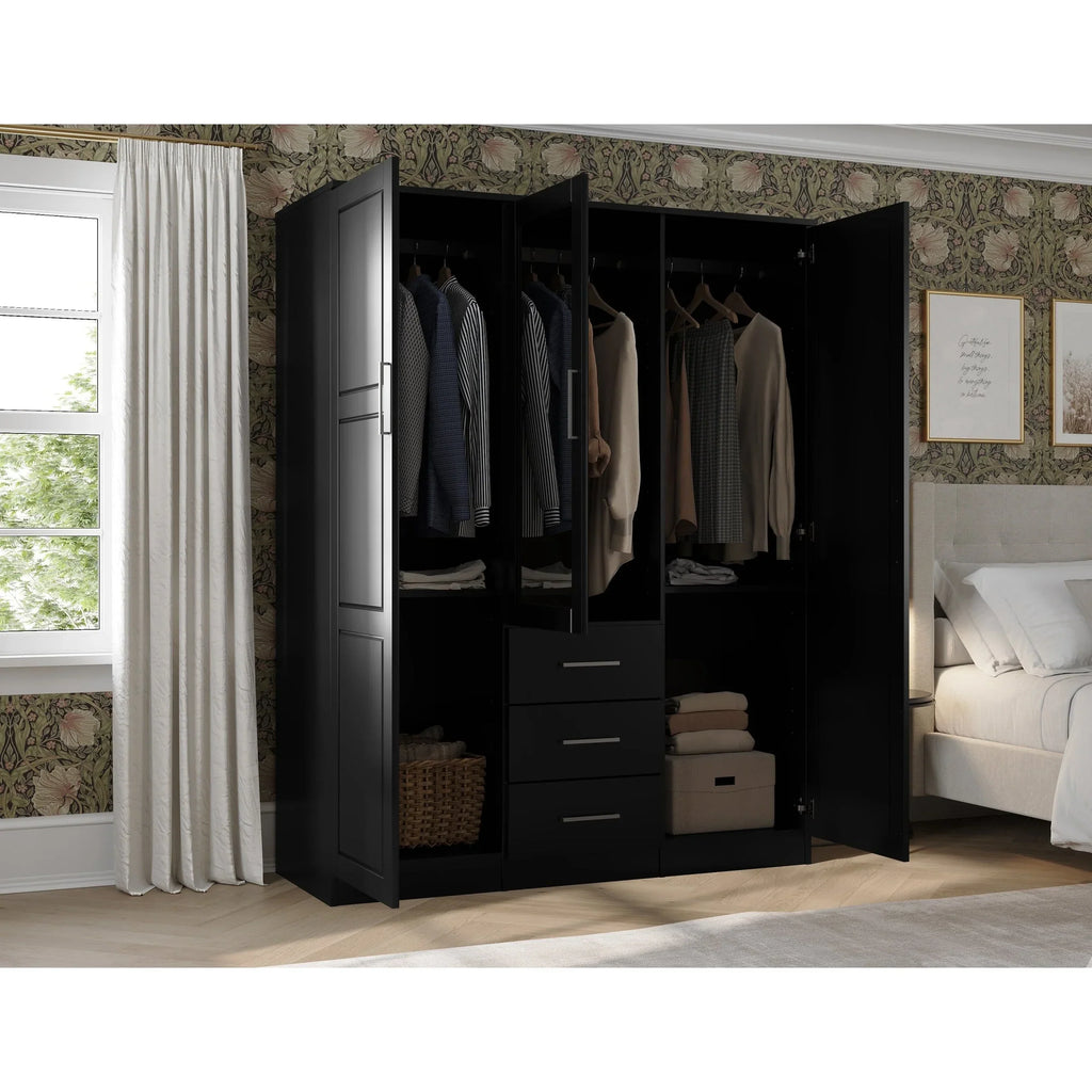 Armoire Palace Imports Cosmo à 3 portes en bois massif à 100 %, avec portes en bois massif ou miroirs
