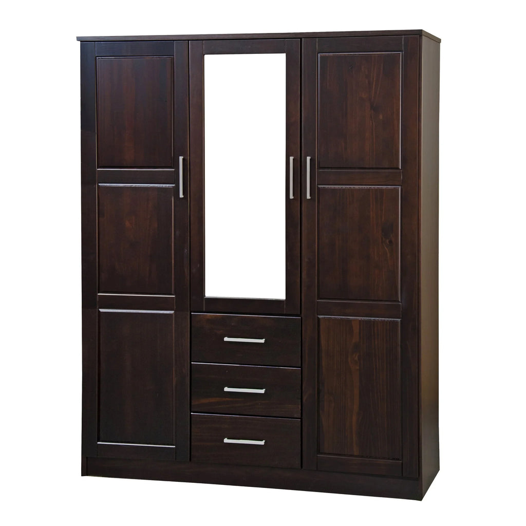 Armoire Palace Imports Cosmo à 3 portes en bois massif à 100 %, avec portes en bois massif ou miroirs