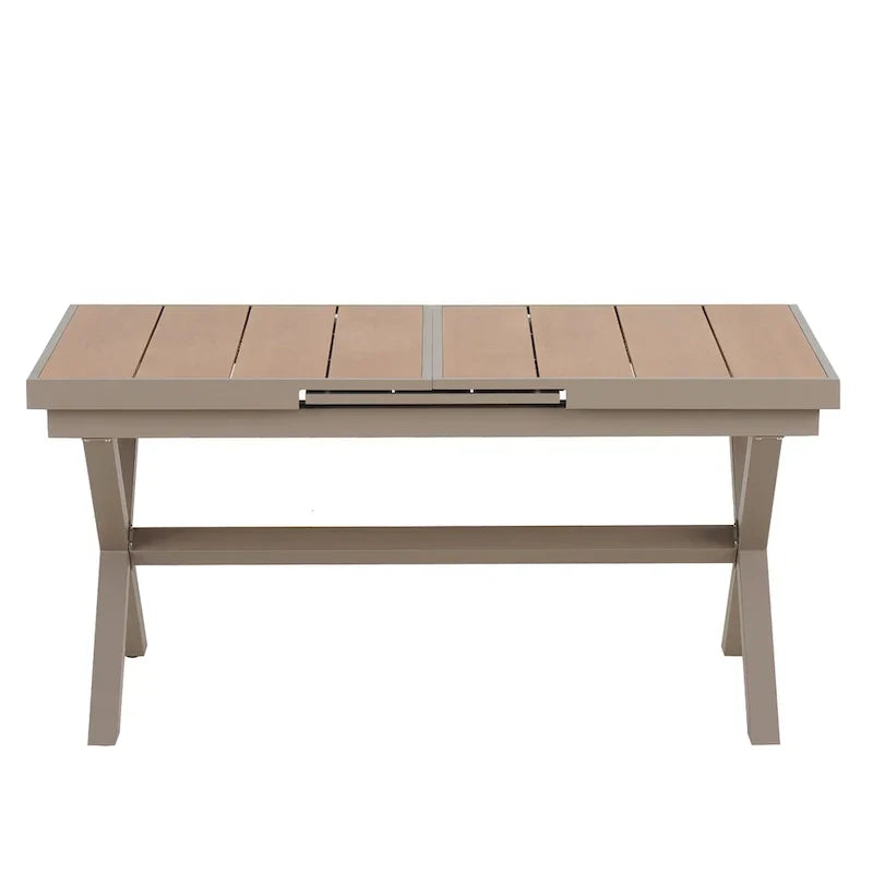 Ensemble de salle à manger extérieur extensible 7 pièces avec table extensible et 6 chaises avec accoudoirs