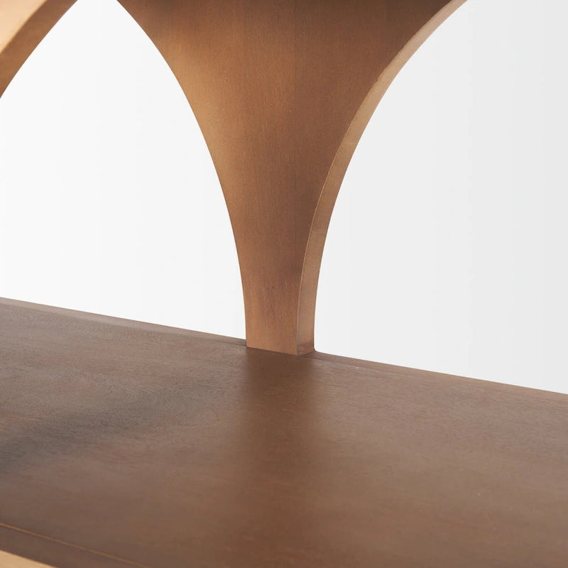 Console en bois massif brun moyen, avec plateau arqué (54)