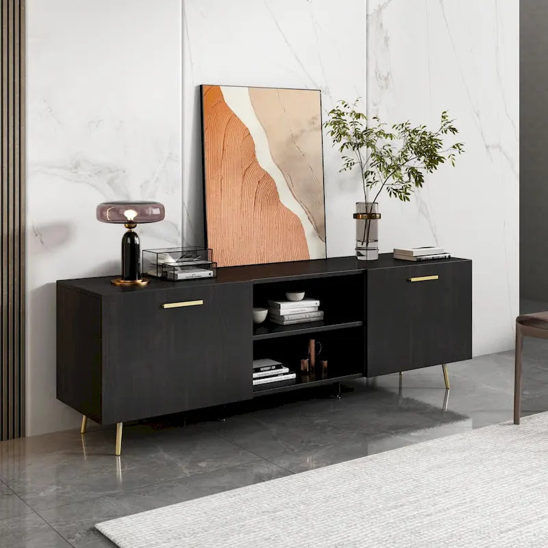 Meuble TV pour téléviseurs jusqu'à 73 po (brun/blanc)