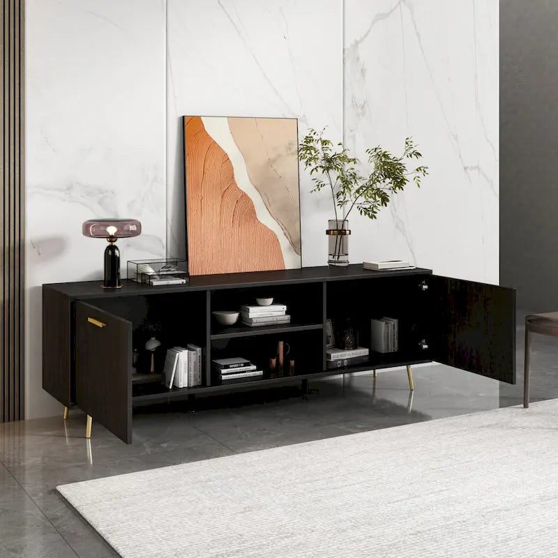 Meuble TV pour téléviseurs jusqu'à 73 po (brun/blanc)