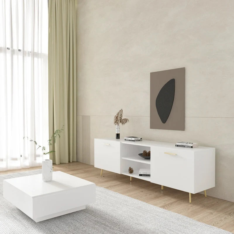 Meuble TV pour téléviseurs jusqu'à 73 po (brun/blanc)