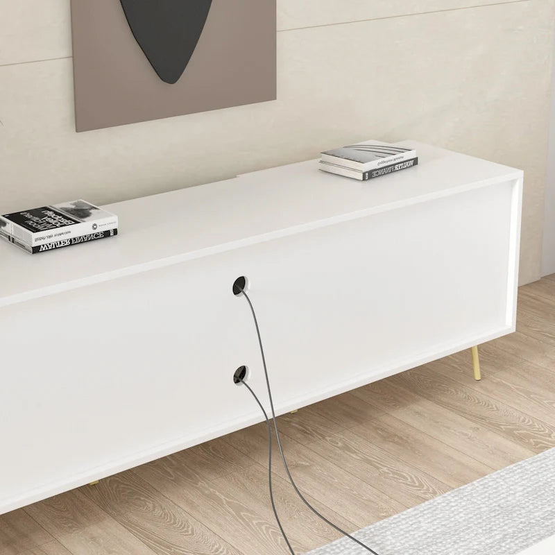 Meuble TV pour téléviseurs jusqu'à 73 po (brun/blanc)