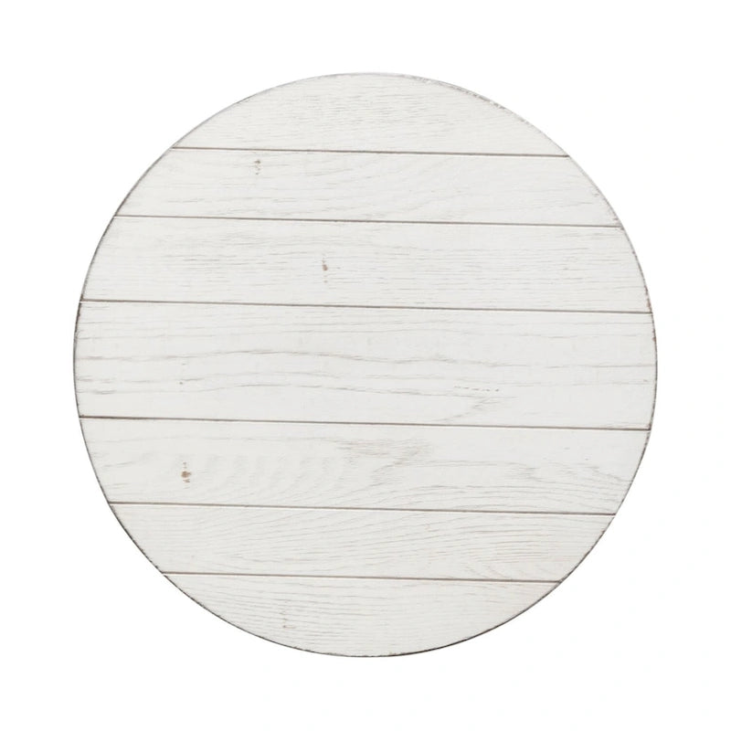 Table d'appoint ronde à pieds évasés blancs, style ferme moderne, de marché aux puces