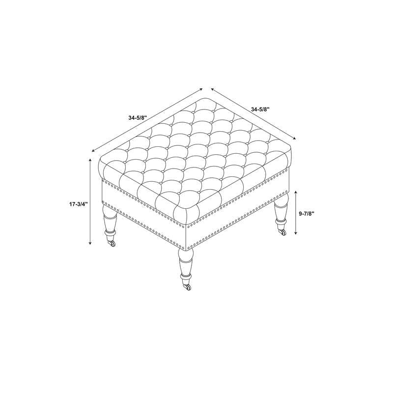 Pouf carré capitonné en velours gris