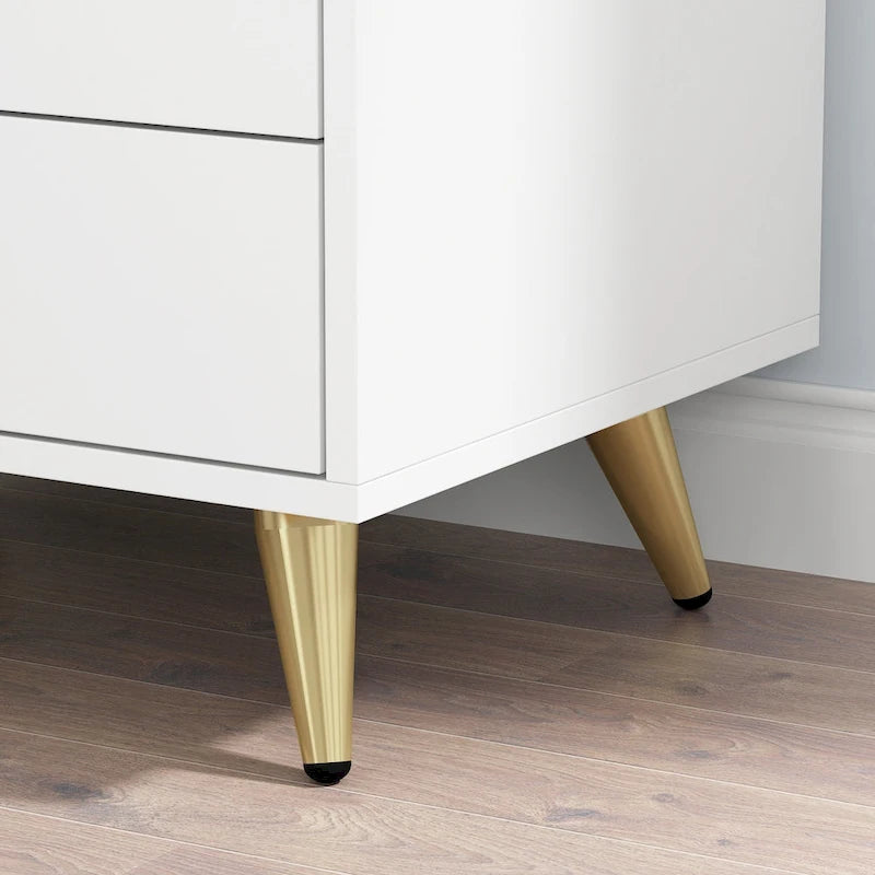 Table d'appoint haute de 21,2 pouces avec pieds en métal blanc pour canapé ou table de chevet