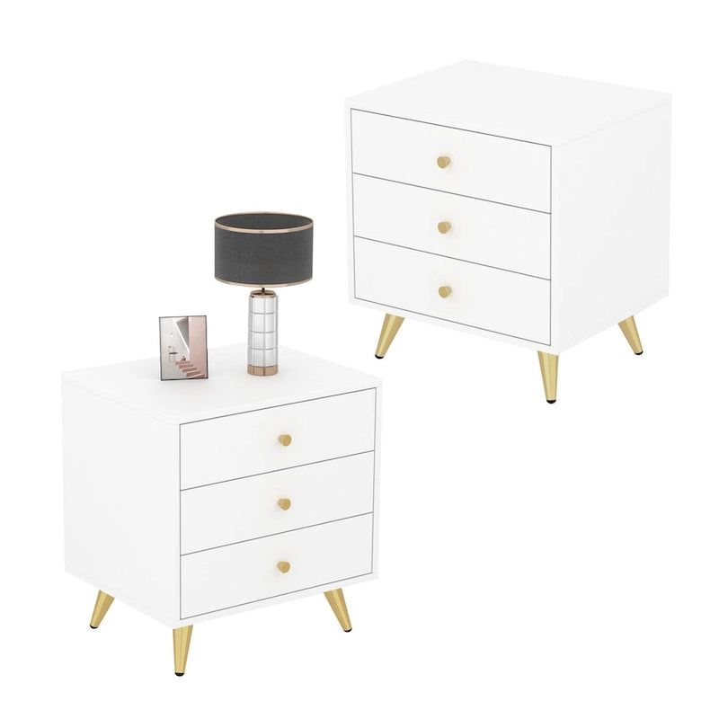 Table d'appoint haute de 21,2 pouces avec pieds en métal blanc pour canapé ou table de chevet