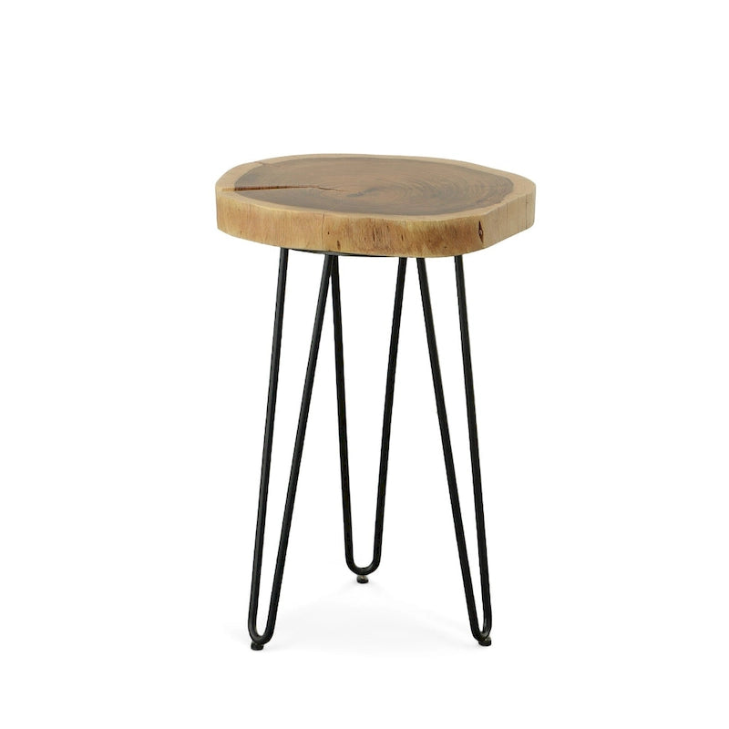 Table d'appoint à bord naturel – Plateau naturel – Base noire