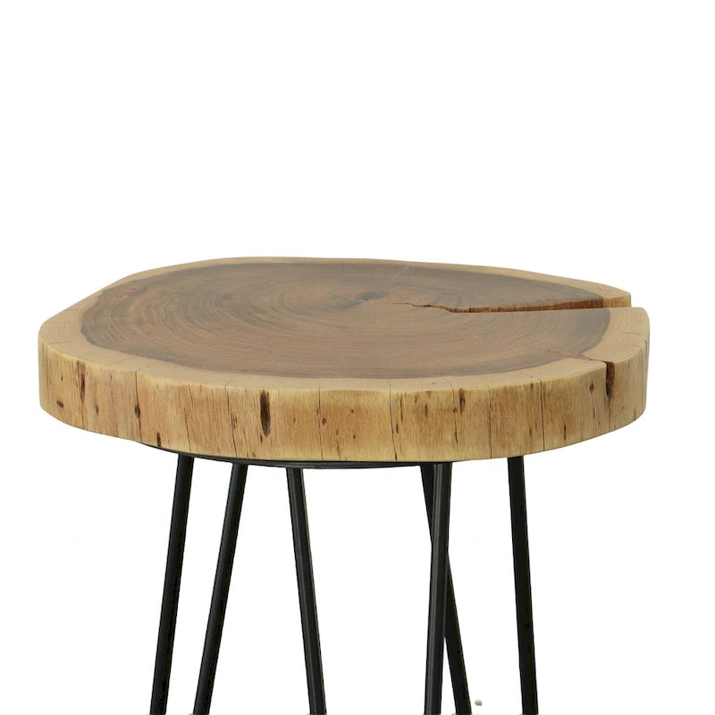 Table d'appoint à bord naturel – Plateau naturel – Base noire