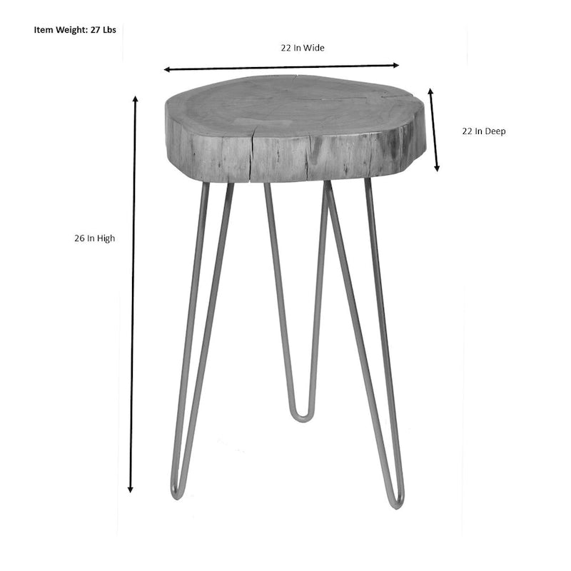 Table d'appoint à bord naturel – Plateau naturel – Base noire