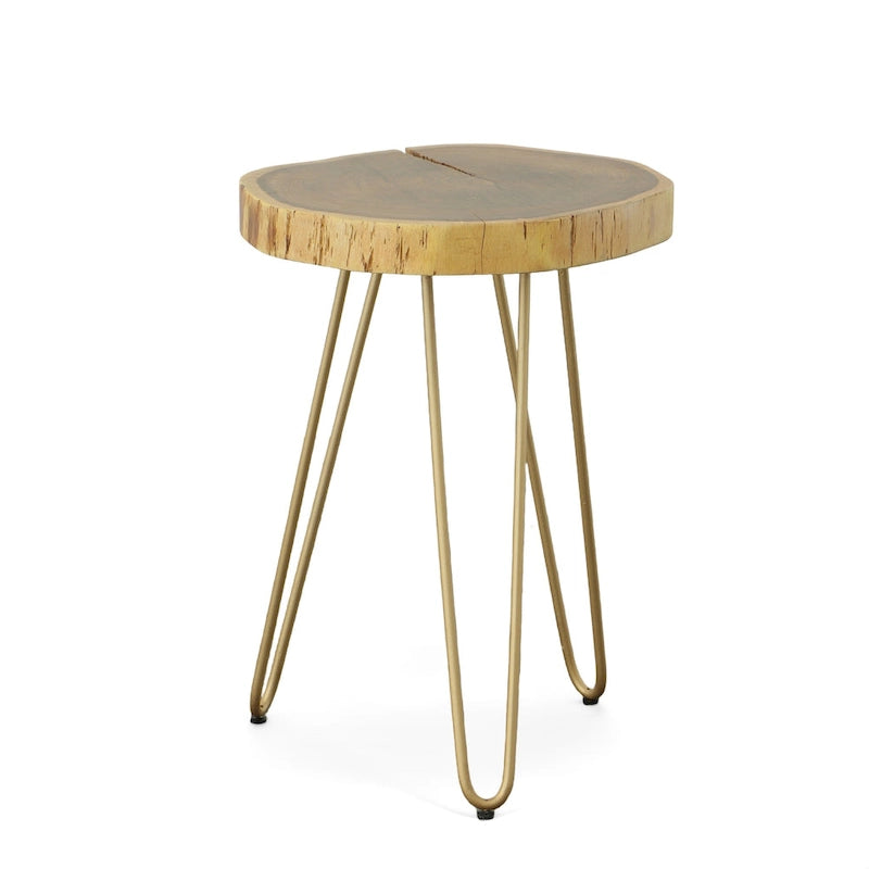 Table d'appoint à bord naturel – Plateau naturel – Base noire