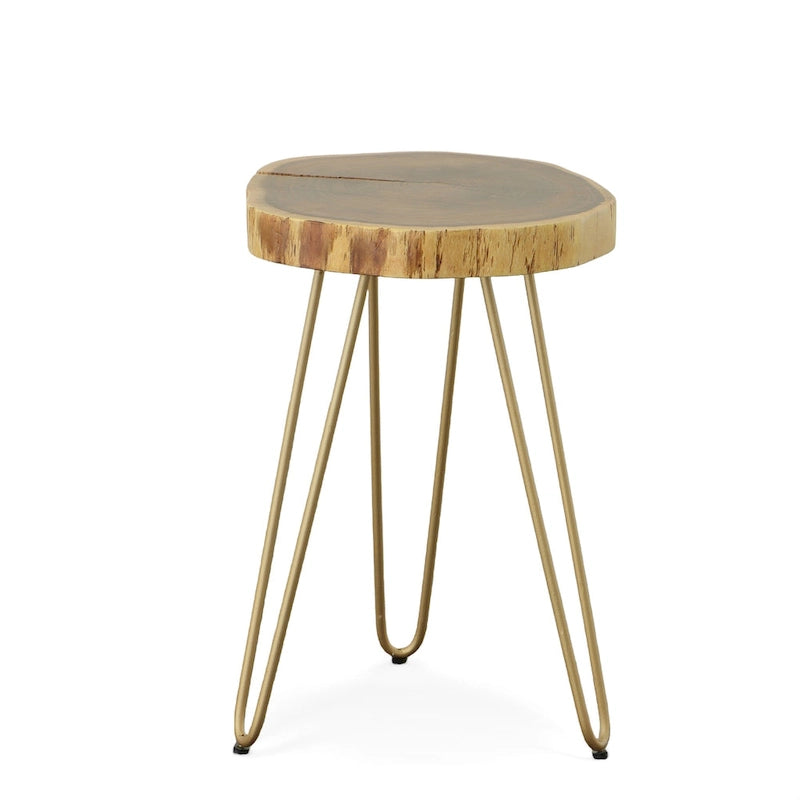 Table d'appoint à bord naturel – Plateau naturel – Base noire