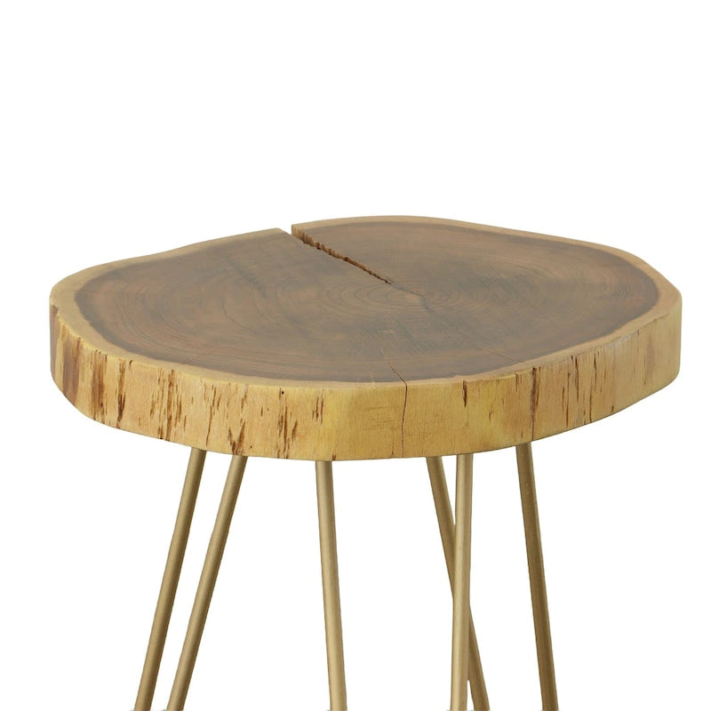 Table d'appoint à bord naturel – Plateau naturel – Base noire