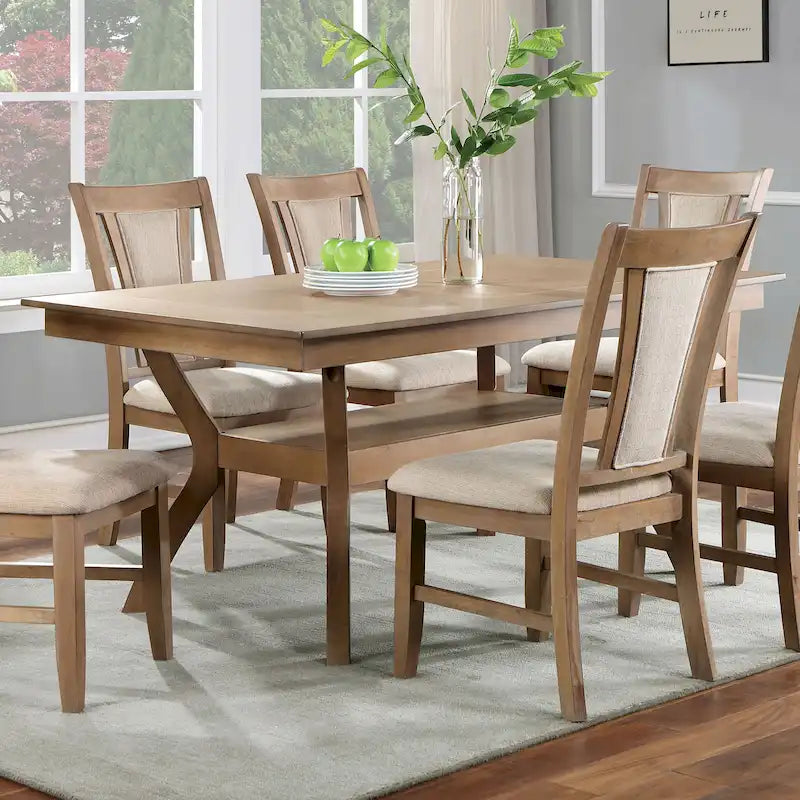 Table à manger en bois de 64 pouces avec étagère