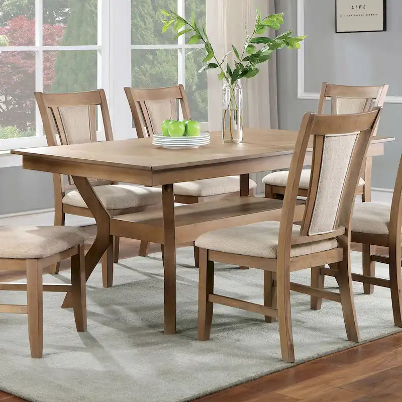 Table à manger en bois de 64 pouces avec étagère