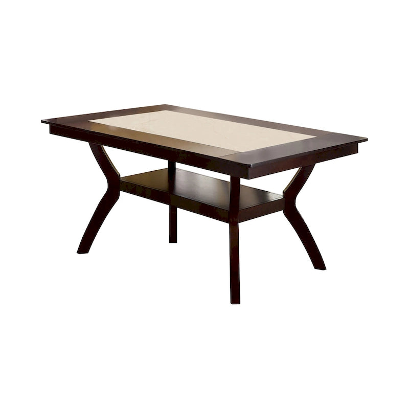 Table à manger en bois de 64 pouces avec étagère