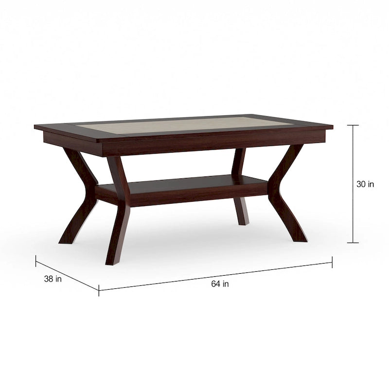 Table à manger en bois de 64 pouces avec étagère