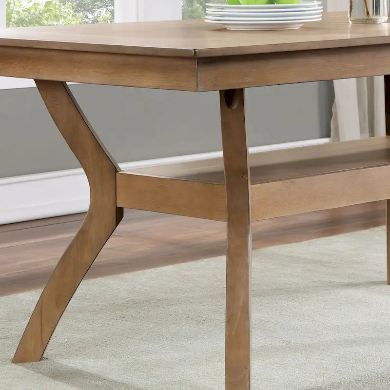 Table à manger en bois de 64 pouces avec étagère
