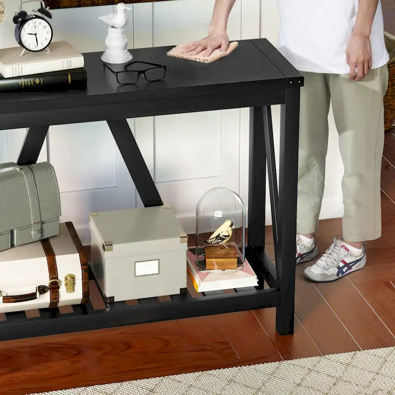 Table console d'entrée A-frame Table basse longue avec étagère – 114,99 cm L x 35,51 cm l x 80,98 cm H