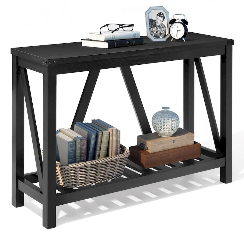 Table console d'entrée A-frame Table basse longue avec étagère – 114,99 cm L x 35,51 cm l x 80,98 cm H