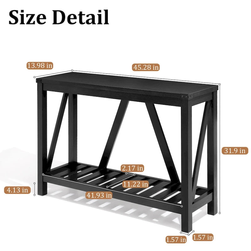 Table console d'entrée A-frame Table basse longue avec étagère – 114,99 cm L x 35,51 cm l x 80,98 cm H