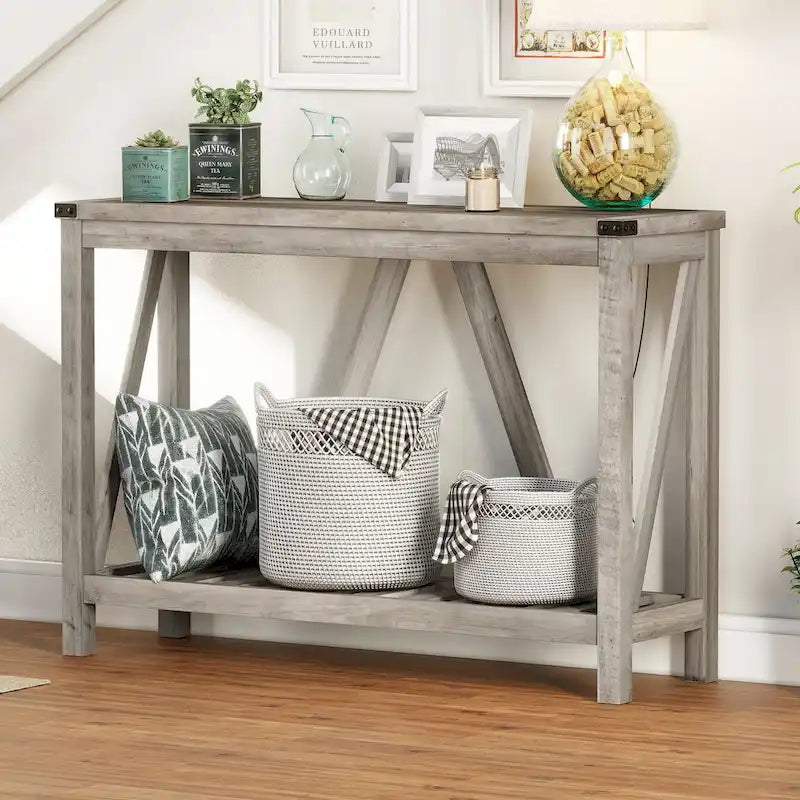 Table console d'entrée A-frame Table basse longue avec étagère – 114,99 cm L x 35,51 cm l x 80,98 cm H