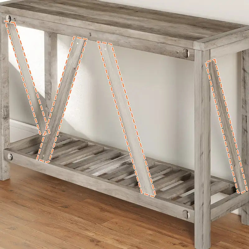 Table console d'entrée A-frame Table basse longue avec étagère – 114,99 cm L x 35,51 cm l x 80,98 cm H