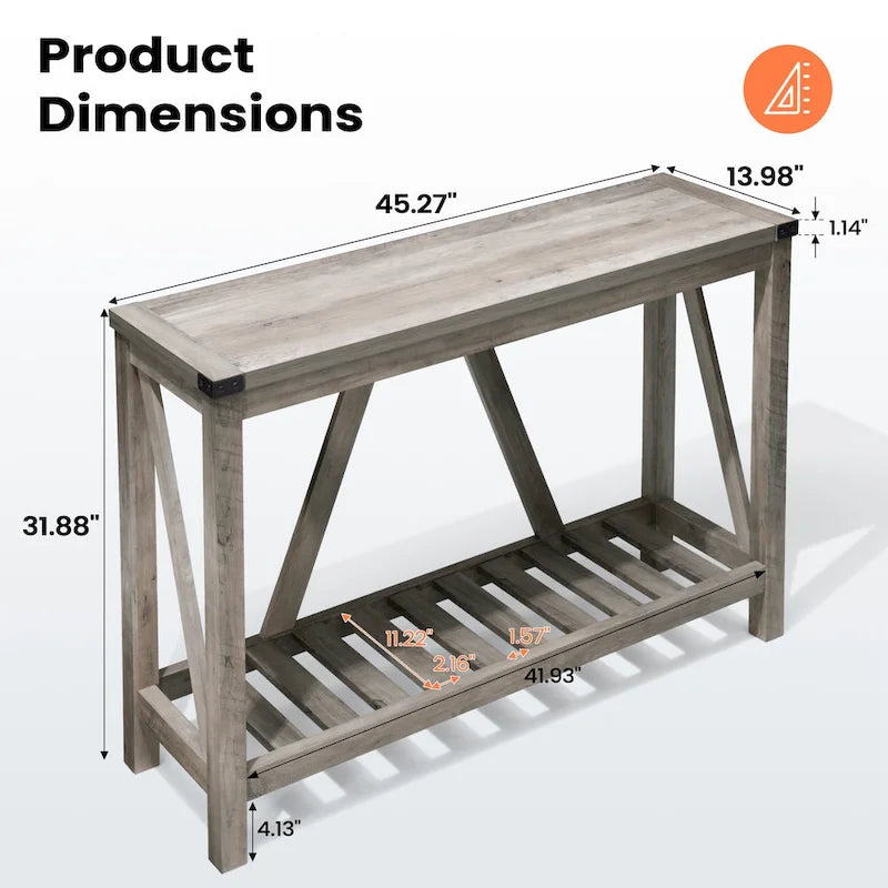 Table console d'entrée A-frame Table basse longue avec étagère – 114,99 cm L x 35,51 cm l x 80,98 cm H