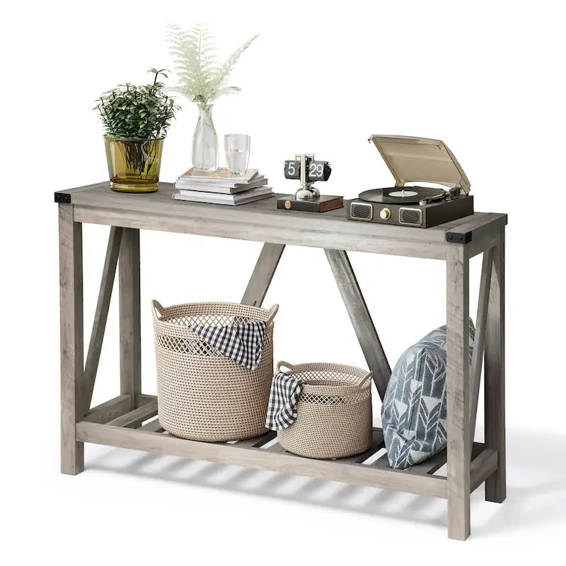 Table console d'entrée A-frame Table basse longue avec étagère – 114,99 cm L x 35,51 cm l x 80,98 cm H