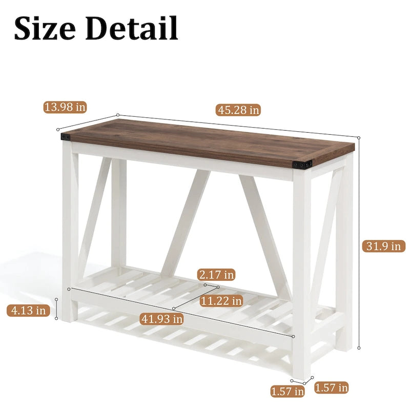 Table console d'entrée A-frame Table basse longue avec étagère – 114,99 cm L x 35,51 cm l x 80,98 cm H