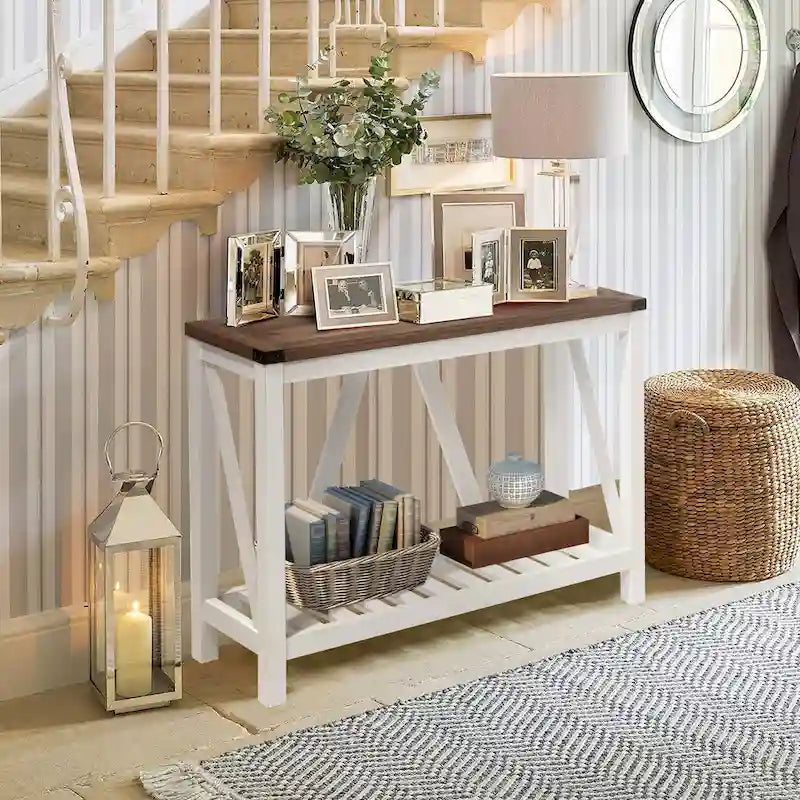 Table console d'entrée A-frame Table basse longue avec étagère – 114,99 cm L x 35,51 cm l x 80,98 cm H