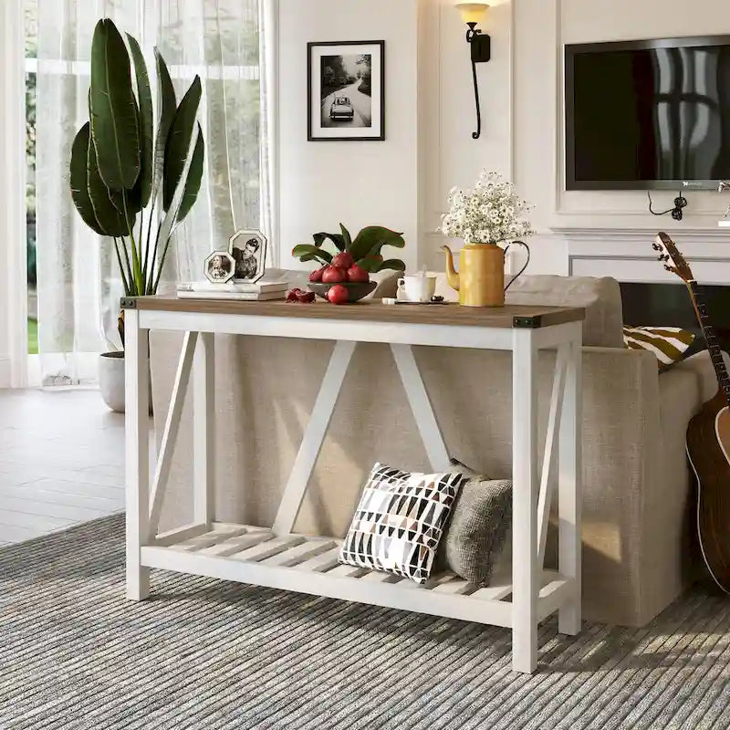 Table console d'entrée A-frame Table basse longue avec étagère – 114,99 cm L x 35,51 cm l x 80,98 cm H