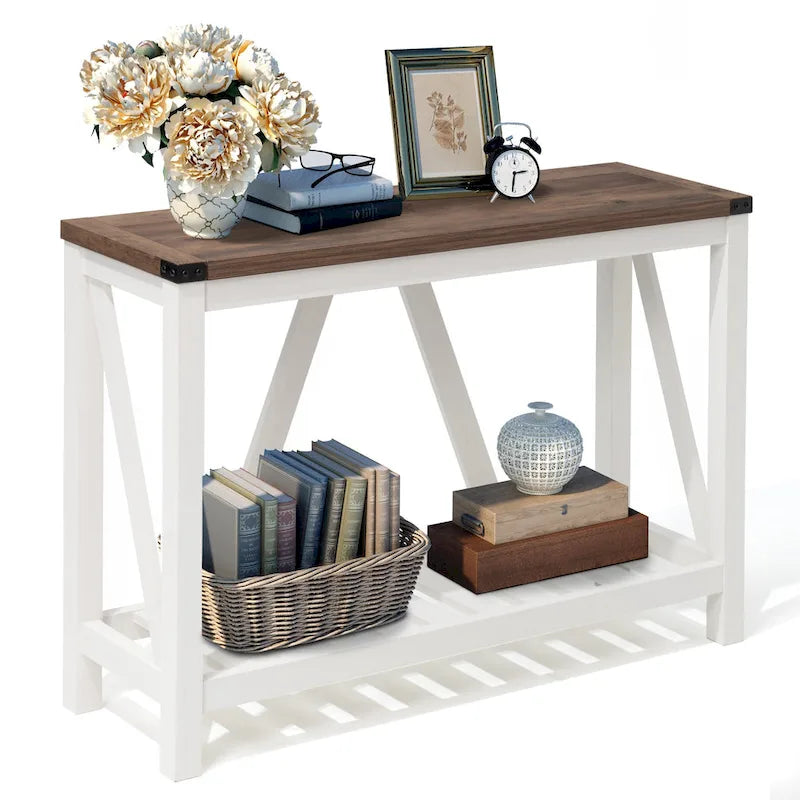 Table console d'entrée A-frame Table basse longue avec étagère – 114,99 cm L x 35,51 cm l x 80,98 cm H