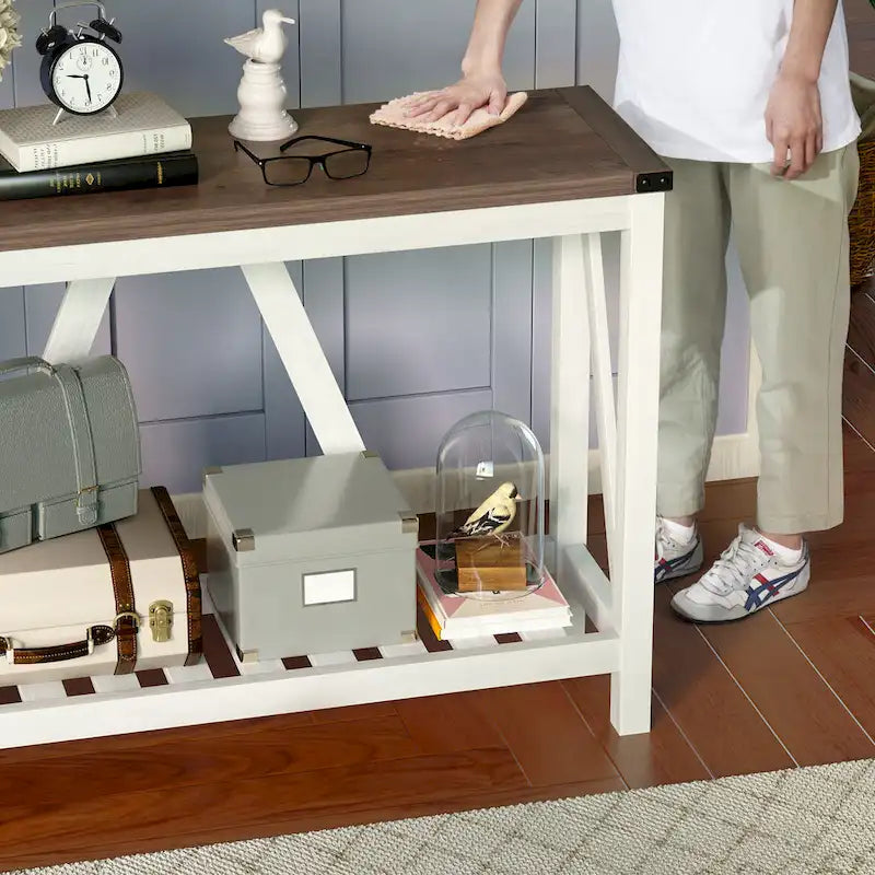 Table console d'entrée A-frame Table basse longue avec étagère – 114,99 cm L x 35,51 cm l x 80,98 cm H